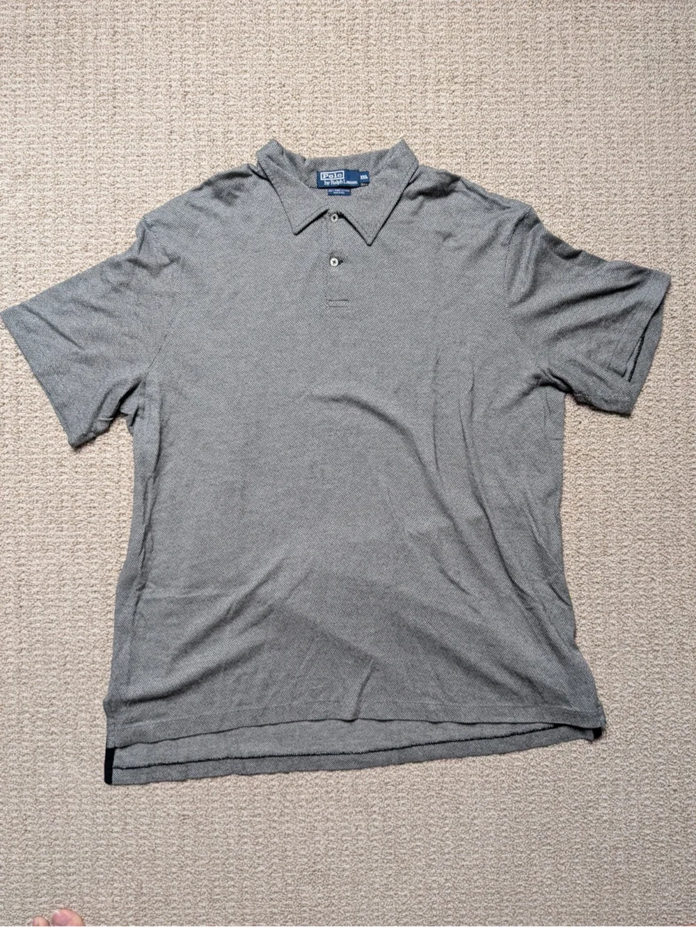 Ralph Lauren Men's XXL Pima Cotton Polo Shirt Grey Geometric Micro-Pattern